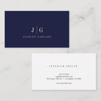Carte De Visite Monogramme simple professionnel bleu élégant