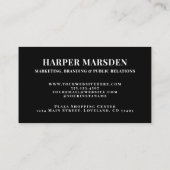 Carte De Visite Monogramme simple professionnel noir et blanc (Dos)