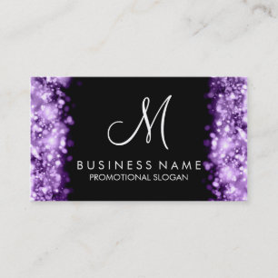 Carte De Visite Monogramme Simple Purple Lights