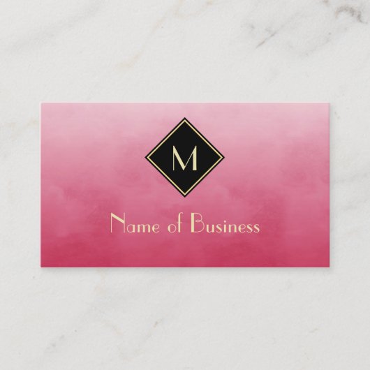 Carte De Visite Monogramme simple rose et noir professionnel or (Devant)