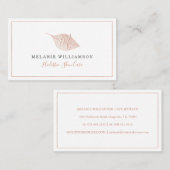 Carte De Visite Monogramme simple rose vif naturel en feuilles pre (Devant / Derrière)