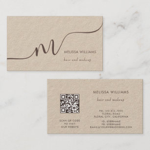 Carte De Visite Monogramme Simple Rustique
