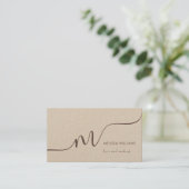 Carte De Visite Monogramme Simple Rustique (Debout devant)