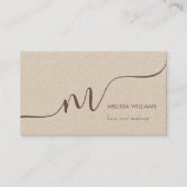 Carte De Visite Monogramme Simple Rustique (Devant)