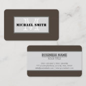 Carte De Visite Monogramme simple Taupe foncé Arrière - plan (Devant / Derrière)