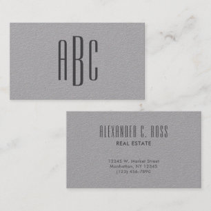 Carte De Visite Monogramme simple trois lettres gris foncé