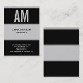 Carte De Visite Monogramme simple uni gris noir moderne unique (Devant / Derrière)