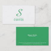 Carte De Visite Monogramme simple (vert émeraude) (Devant / Derrière)