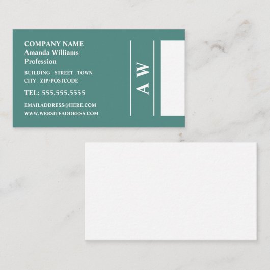 Carte De Visite Monogramme simpliste, minimaliste (Devant / Derrière)