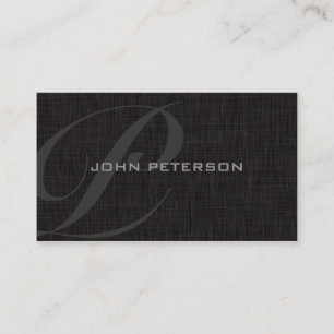 Carte De Visite Monogramme sobre texture de lin NOIR -