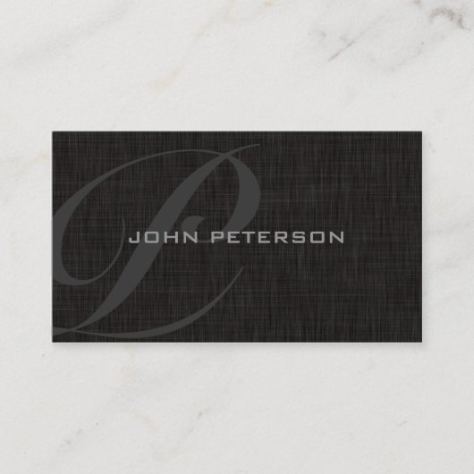 Carte De Visite Monogramme sobre texture de lin NOIR - (Devant)