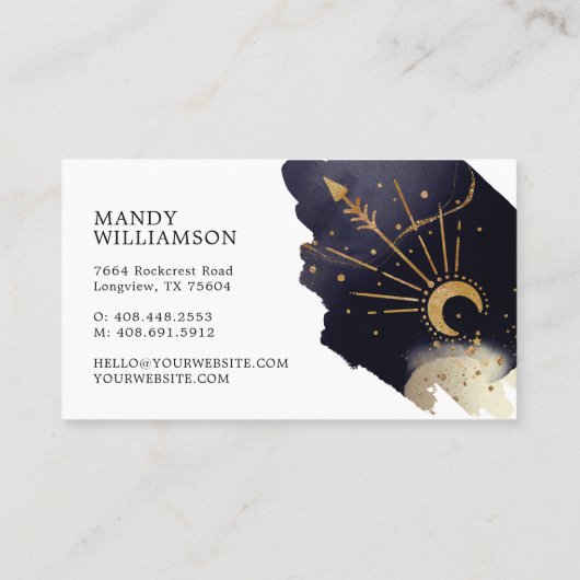 Carte De Visite Monogramme soleil et lune céleste holistique (Dos)