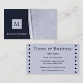 Carte De Visite Monogramme sophistiqué de plume de marine et (Devant / Derrière)