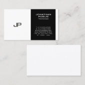 Carte De Visite Monogramme sophistiqué Noir Blanc Design moderne (Devant / Derrière)