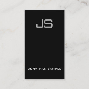 Carte De Visite Monogramme sophistiqué Noir Blanc Unique Plain