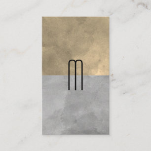 Carte De Visite Monogramme Sophistiqué Sepia Gris Blocs de couleur