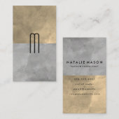 Carte De Visite Monogramme Sophistiqué Sepia Gris Blocs de couleur (Devant / Derrière)