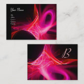 Carte De Visite MONOGRAMME SOURIS Vibrant noir rose rouge (Devant / Derrière)