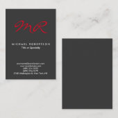 Carte De Visite Monogramme spécial Gris Rouge (Devant / Derrière)