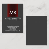 Carte De Visite Monogramme spécial Gris Rouge Gris Nettoyer (Devant / Derrière)