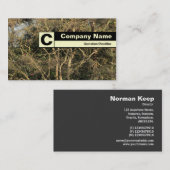 Carte De Visite Monogramme sur arête - Branches dorées (Devant / Derrière)