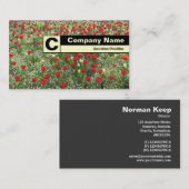 Carte De Visite Monogramme sur arête - Lit de tulipes (Devant / Derrière)