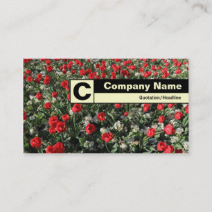 Carte De Visite Monogramme sur arête - Tulipes rouges et primates