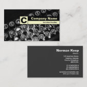 Carte De Visite Monogramme sur bordure - Ancienne machine à écrire (Devant / Derrière)