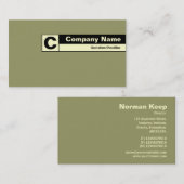 Carte De Visite Monogramme sur bordure - Brown vert 999966 (Devant / Derrière)