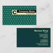 Carte De Visite Monogramme sur bordure - Roue étoile verte (Devant / Derrière)