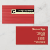 Carte De Visite Monogramme sur bordure - Rouge brossé (Devant / Derrière)