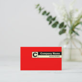 Carte De Visite Monogramme sur bordure - Rouge FF0000 (Debout devant)