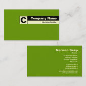 Carte De Visite Monogramme sur bordure - Vert 669900 (Devant / Derrière)