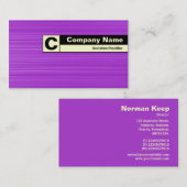 Carte De Visite Monogramme sur bordure - Violet brossé (Devant / Derrière)