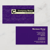 Carte De Visite Monogramme sur bordure - Violet profond brossé (Devant / Derrière)