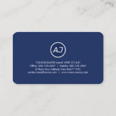 Carte De Visite Monogramme sur des couches de teinte bleue (Dos)