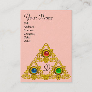 Carte De Visite MONOGRAMME TALISMAN ELFIQUE, rose