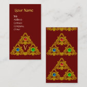 Carte De Visite MONOGRAMME TALISMAN MAGIQUE ELFIQUE, Rouge (Devant / Derrière)