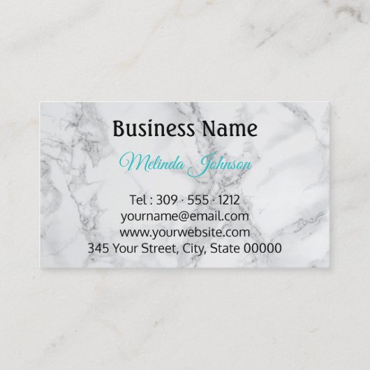 Carte De Visite Monogramme Teal abstrait, noir et marbre (Dos)