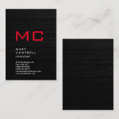 Carte De Visite Monogramme tendance en bois gris vertical (Devant / Derrière)