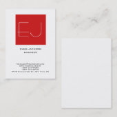 Carte De Visite Monogramme tendance unique rouge blanc vertical él (Devant / Derrière)