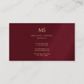 Carte De Visite Monogramme Texte Or Élégant Professionnel Tendance (Dos)