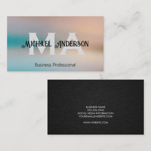 Carte De Visite Monogramme | Texte stratifié (Devant / Derrière)