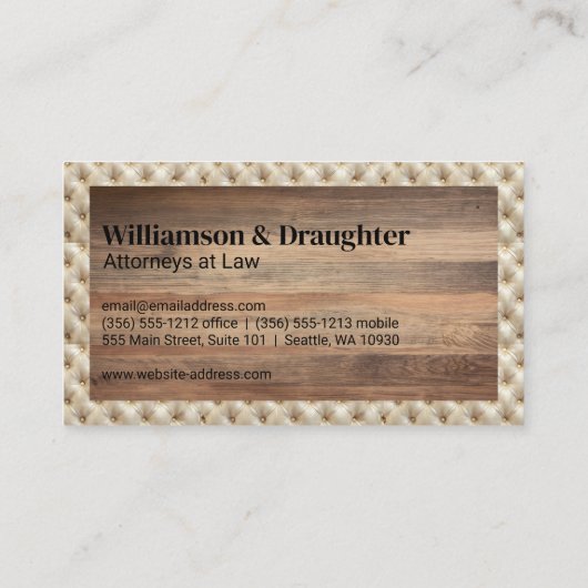 Carte De Visite Monogramme | Textile Tufé | Bois (Dos)