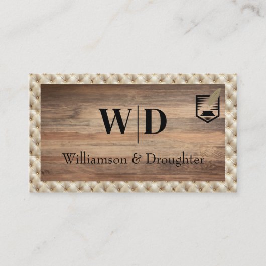 Carte De Visite Monogramme | Textile Tufé | Bois (Devant)