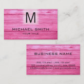 Carte De Visite Monogramme texturé en bois professionnel (Devant / Derrière)