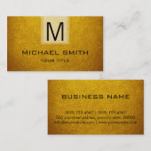 Carte De Visite Monogramme texturé en cuir d'ambre (Devant / Derrière)