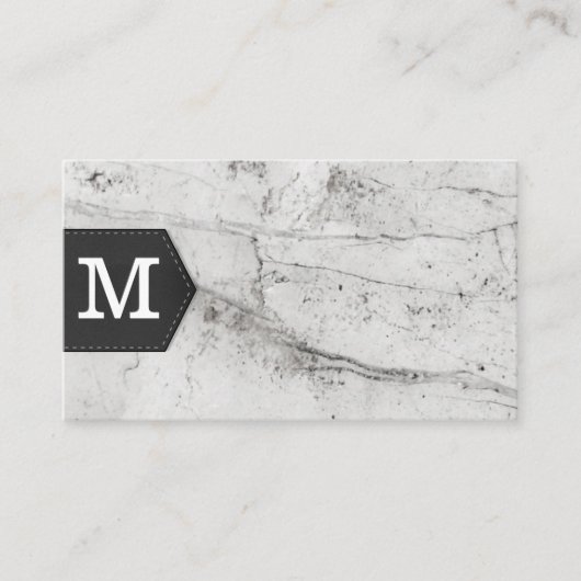 Carte De Visite Monogramme | Texture en cuir de marbre (Devant)