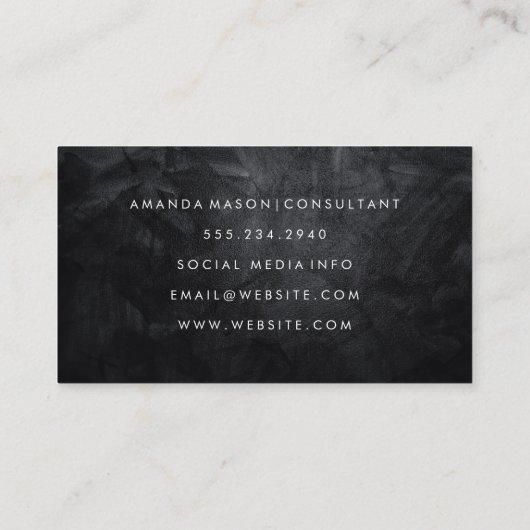 Carte De Visite Monogramme | Texture noir (Dos)