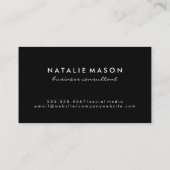 Carte De Visite Monogramme | Texture noire (Dos)